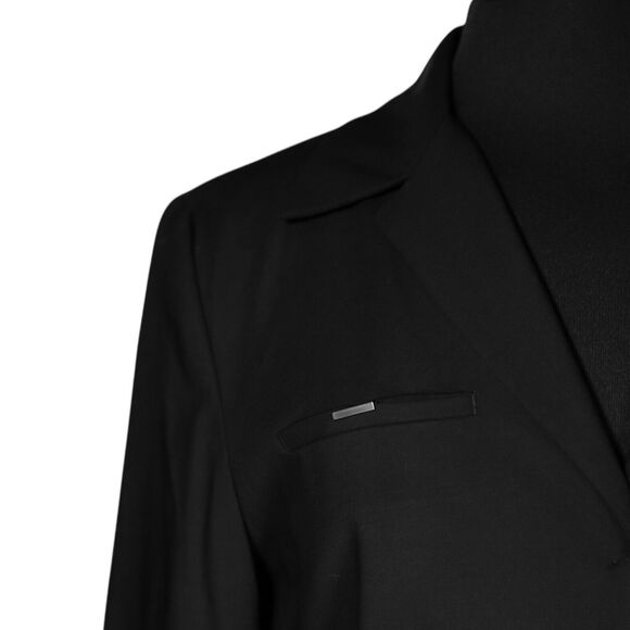 Elie Tahari Women's Jacket Black Wool Stretch Snap Button Work Career Blazer 12 - Picture 5 of 10